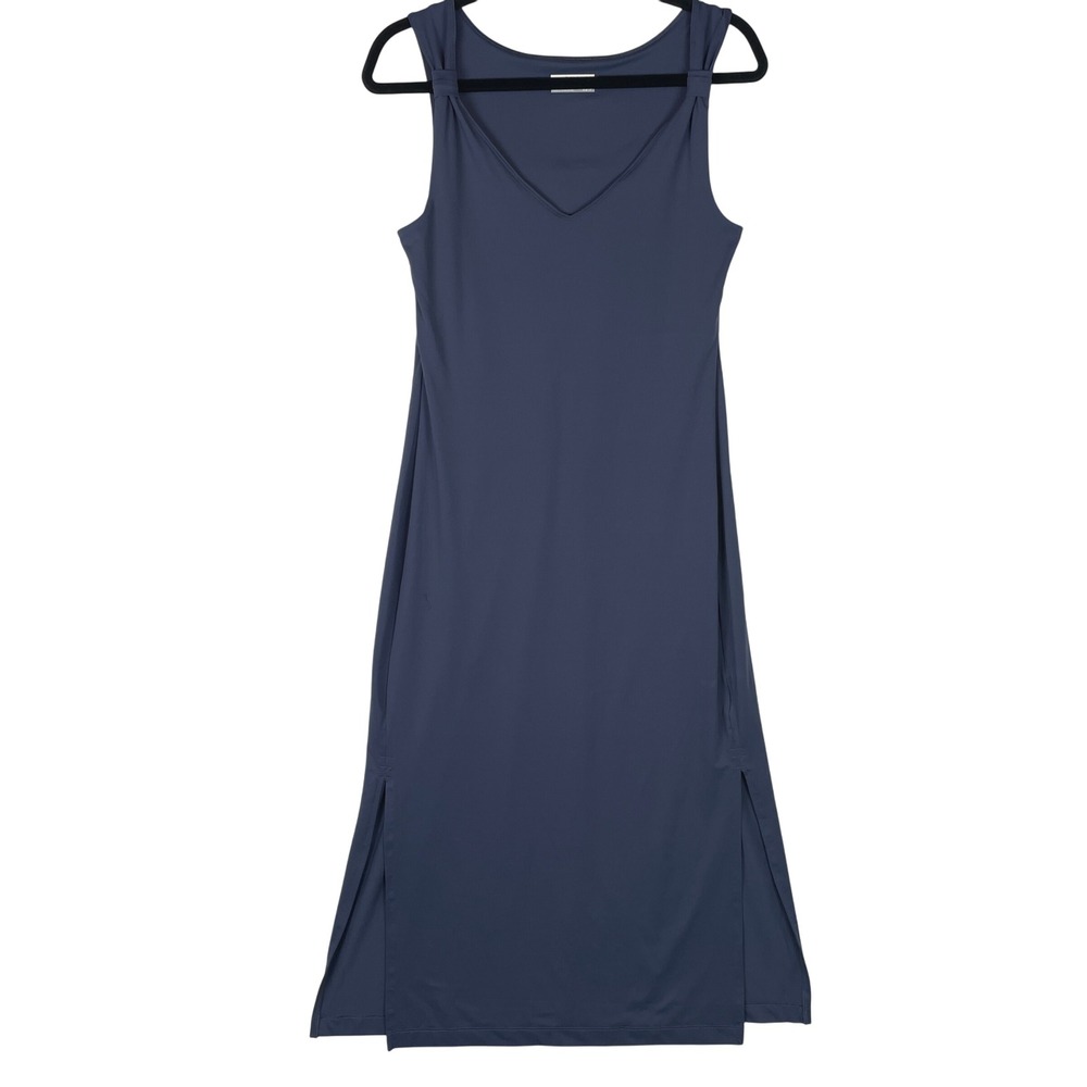 Columbia Women's Navy Blue Sleeveless V-Neck Maxi Dress with Slits XS/TP